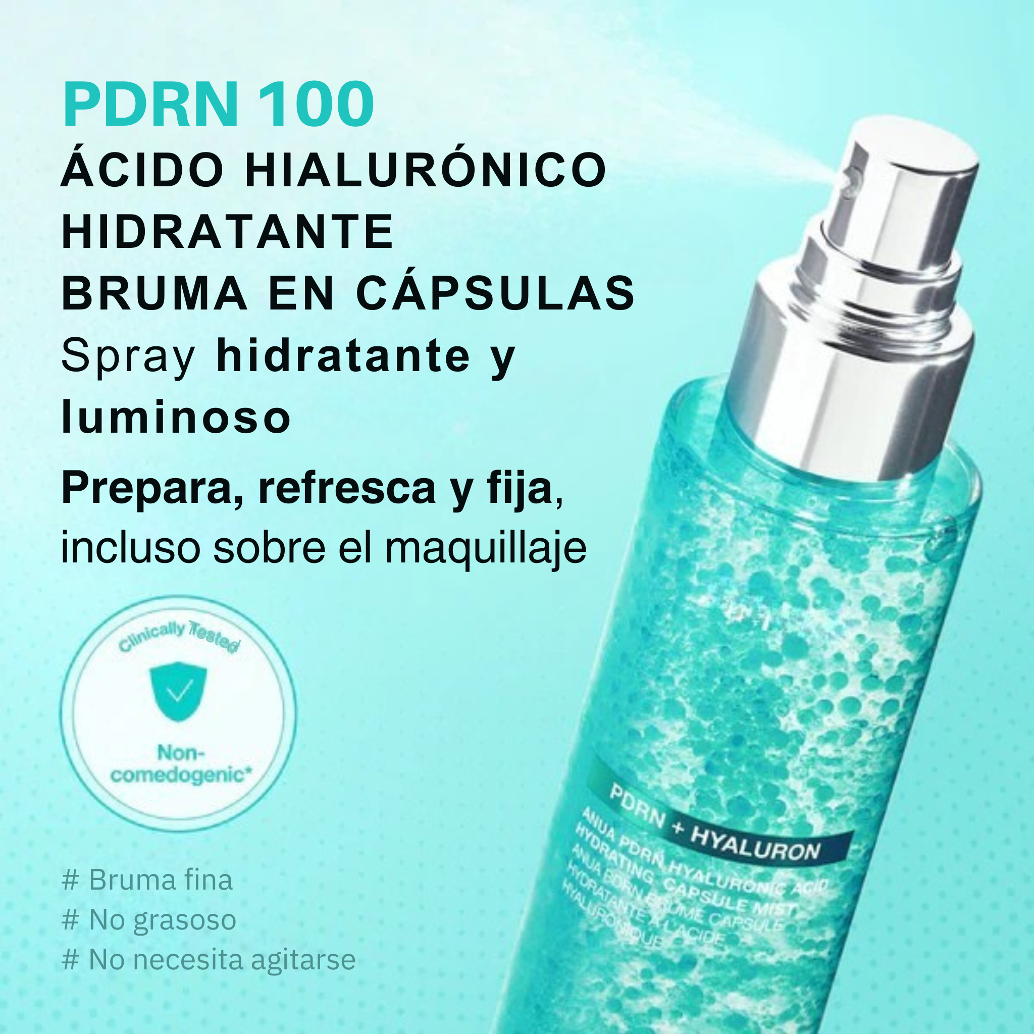 Spray sérum facial con colágeno PDRN para un brillo radiante
